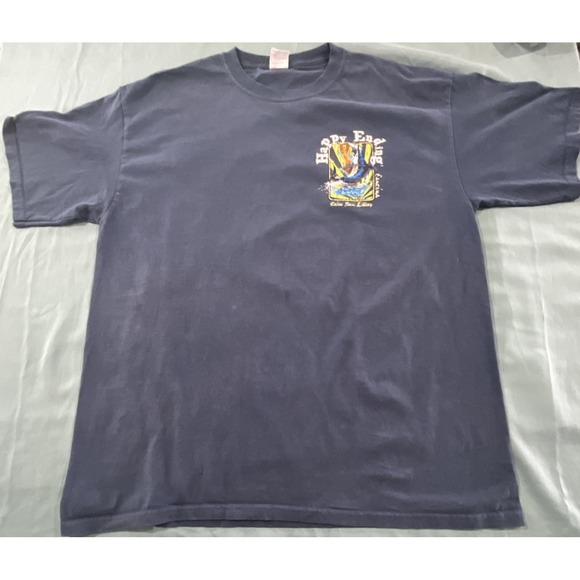 Yazbek Other - Yazbek Navy Blue Fishing Graphic Men's Crew Neck Short Sleeve T-Shirt Size XL